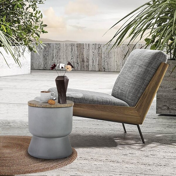 Outdoor Cooler Side Table，Patio Bar Table w Ice Bucket