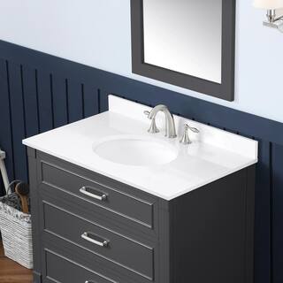 Home Decorators Collection Pinestream 36 in. W x 22 in. D Bath Vanity in Dark Charcoal with Cultured Stone Vanity Top in White with White Basin Pinestream 36C