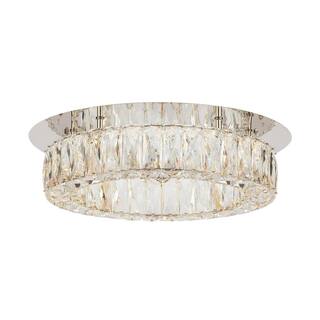 Home Decorators Collection Keighley 17.5 in. Integrated LED Chrome Flush Mount Ceiling Light Fixture with Crystal Shade CP 25117