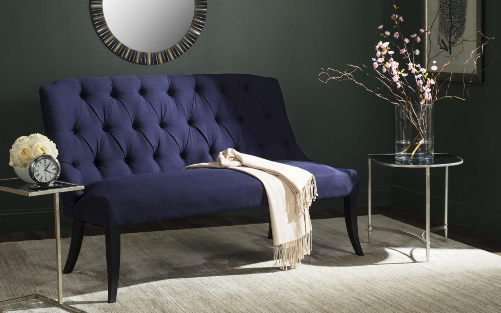 Haley Settee Navy Blue   Transitional   Loveseats   by Peachtree Fine Furniture  Houzz