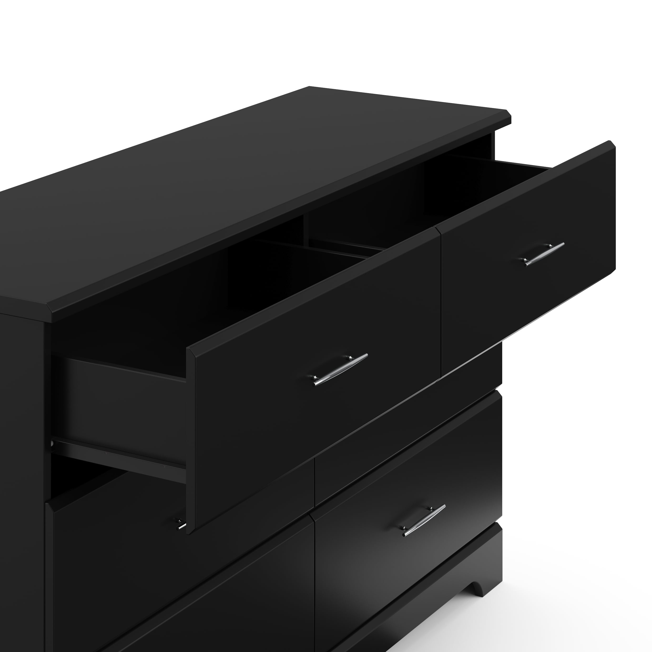 Storkcraft Brookside 6 Drawer Modern Double Dresser Black