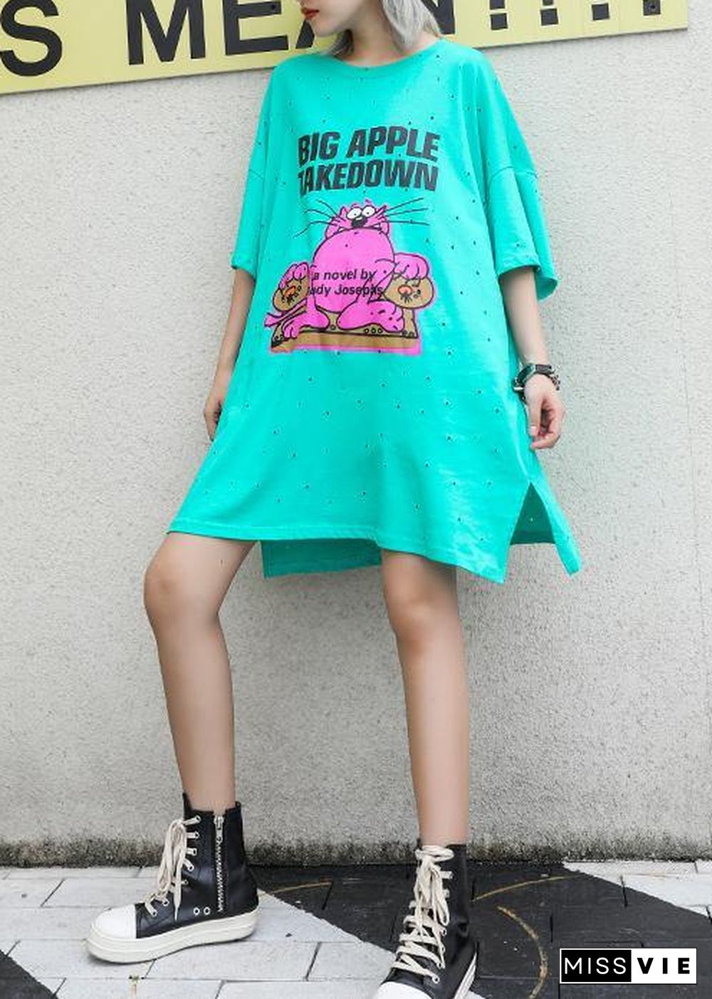 Vivid light green Cotton Long Shirts o neck back open Midi summer Dress