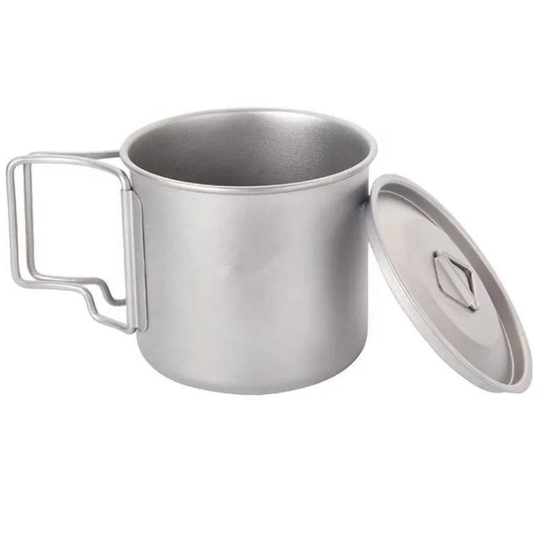 Outdoor Cup Portable Cooking Pot Mug Titanium Coffee Mug Camping accessories Titanium Cup For Picnic Hiking