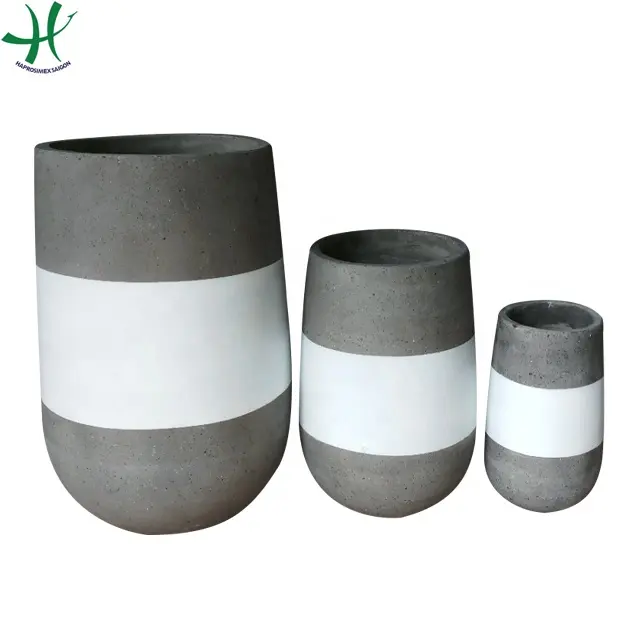 Lightweight Concrete Modern Outdoor Round Planter Cement Pot for Garden Decor  garden pots   planters