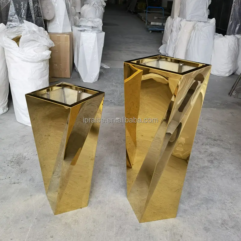 Modern Luxury Stainless Steel Plant pots / Garden Supplies Indoor Gold Metal large Vases / Outdoor Flower Pots   Planters