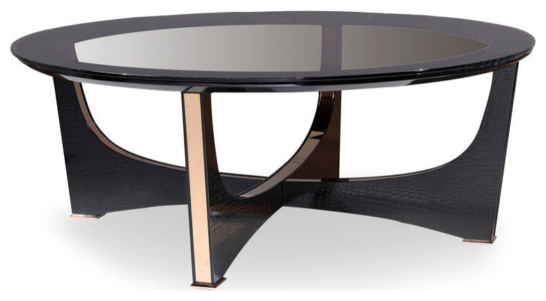 Vassilis Modern Black Crocodile and Rosegold Coffee Table   Modern   Coffee Tables   by Virgil Stanis Design  Houzz