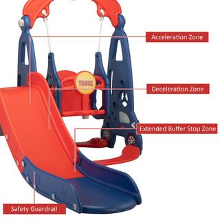 Nyeekoy 3 in 1 Kids Slide and Swing Set Toddler Climber Playset Indoor Outdoor Playground Blue Red TH17Y0822