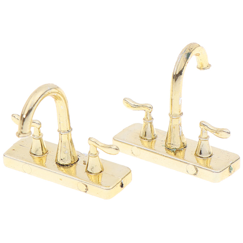 JETTINGBUY 2Pcs 1:12 Dollhouse accessories mini faucet simulation water tap model toys