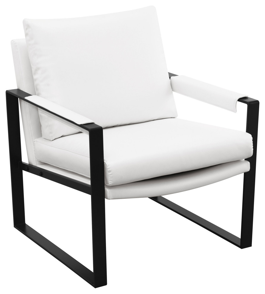 Rosalind Upholstered Track Arms Accent Chair White and Gummetal   Modern   Armchairs And Accent Chairs   by Modon  Houzz