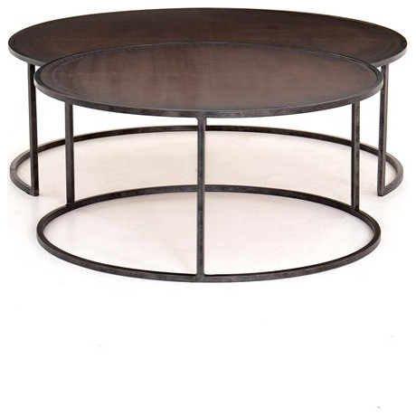 Casilda Coffee Table Light Rustic Black  Antique Copper Clad   Industrial   Coffee Table Sets   by Rustic Home Furniture Deco  Houzz