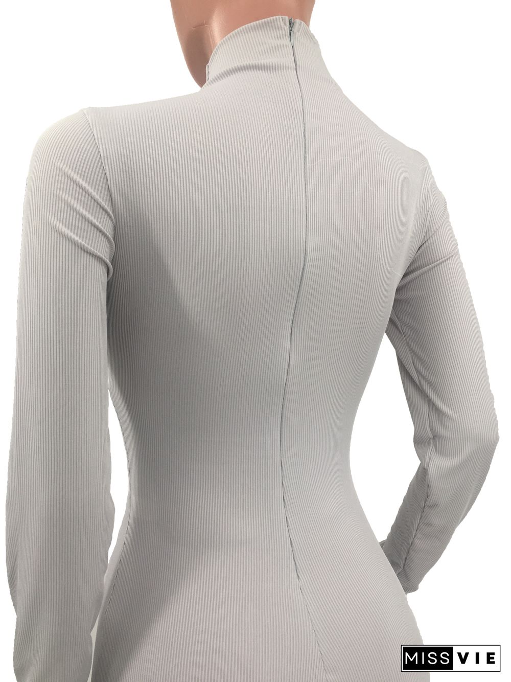 Turtleneck Long Sleeve Bodycon Fitness Jumpsuit