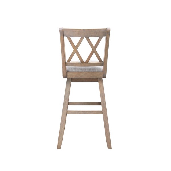 Wooden Linen Swivel Bar Counter Stool