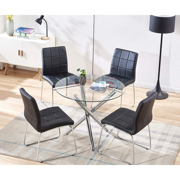 35.4 inch Tempered Glass Round Dining Table