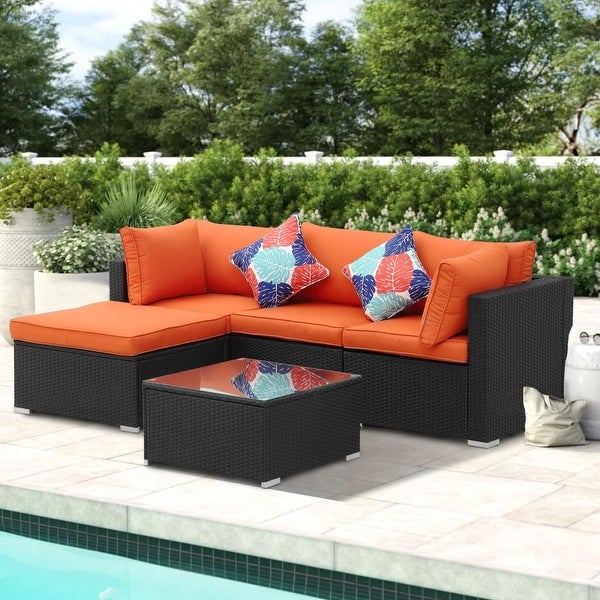 Zenova PE Rattan Wicker Modular Patio Sofa Set with Pillows - Overstock - 32497739