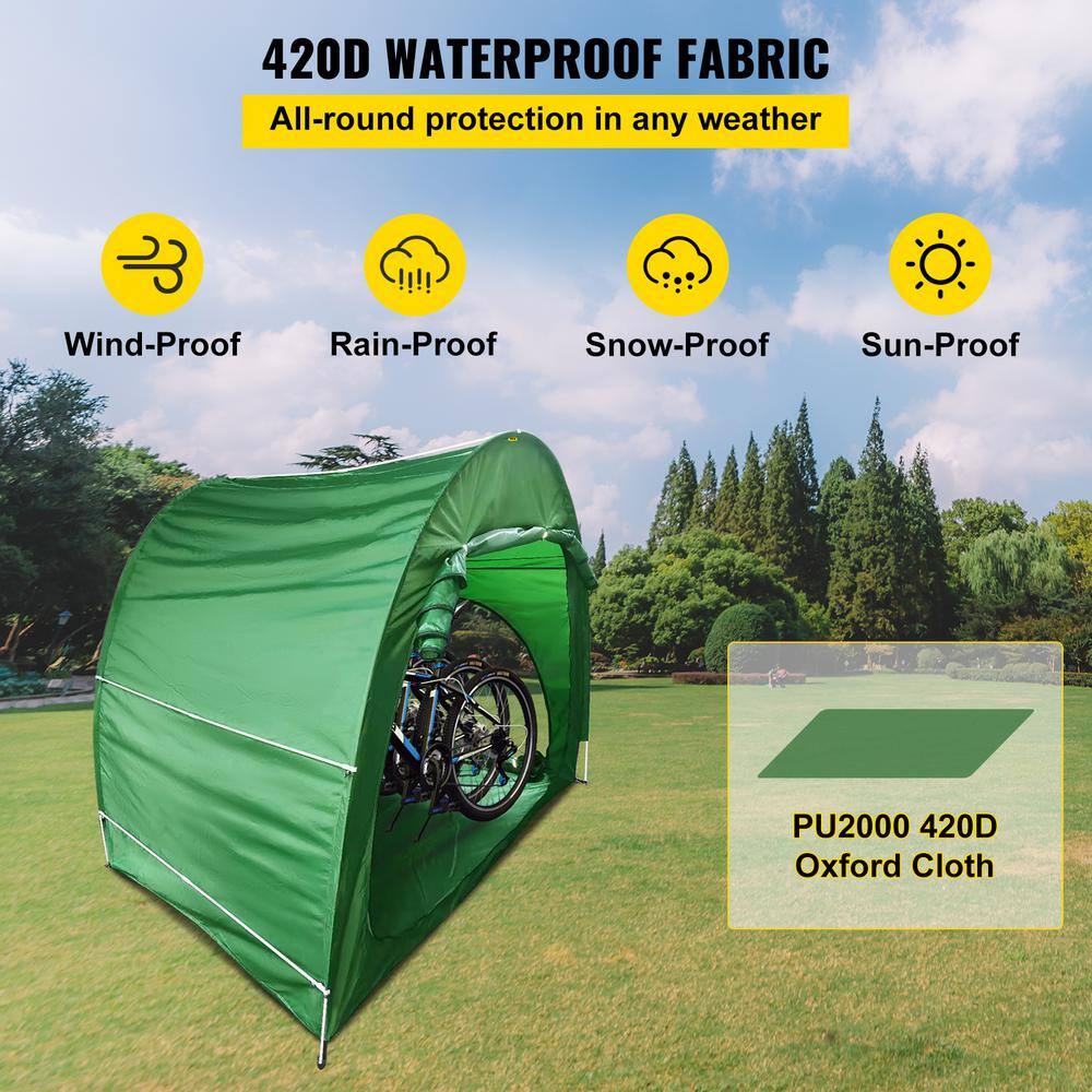 VEVOR Outdoor Waterproof Bicycle Storage Shed with Carry Bag 420D Oxford Fabric Bike Cover Storage Tent for 4 Bikes Green ZXCCFPLSJDKBDWIWXV0