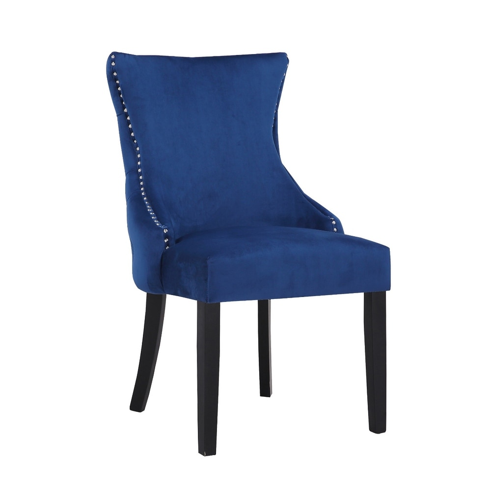 Modern Velvet Dining Chair With Wooden Legs  (Set of 2)