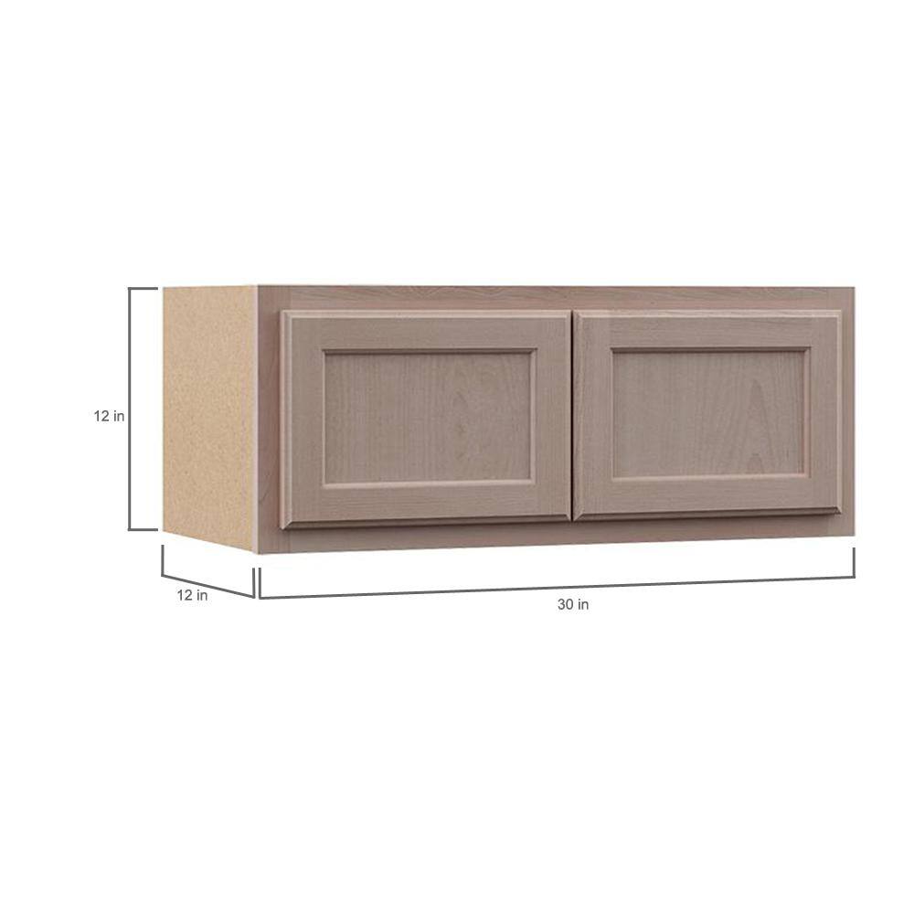 Hampton Bay Hampton 30 in. W x 12 in. D x 12 in. H Assembled Wall Bridge Kitchen Cabinet in Unfinished KW3012-UF