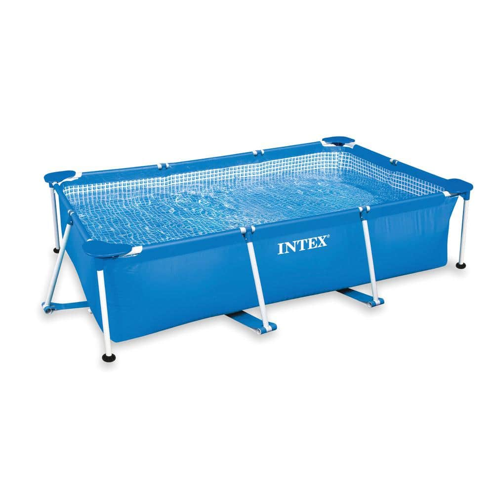 Intex 7 ft. x 5 ft. Rectangle Frame Above Ground 86 in. D Splash Swimming Pool with Intex Filter Pump 28270EH + 28637EG