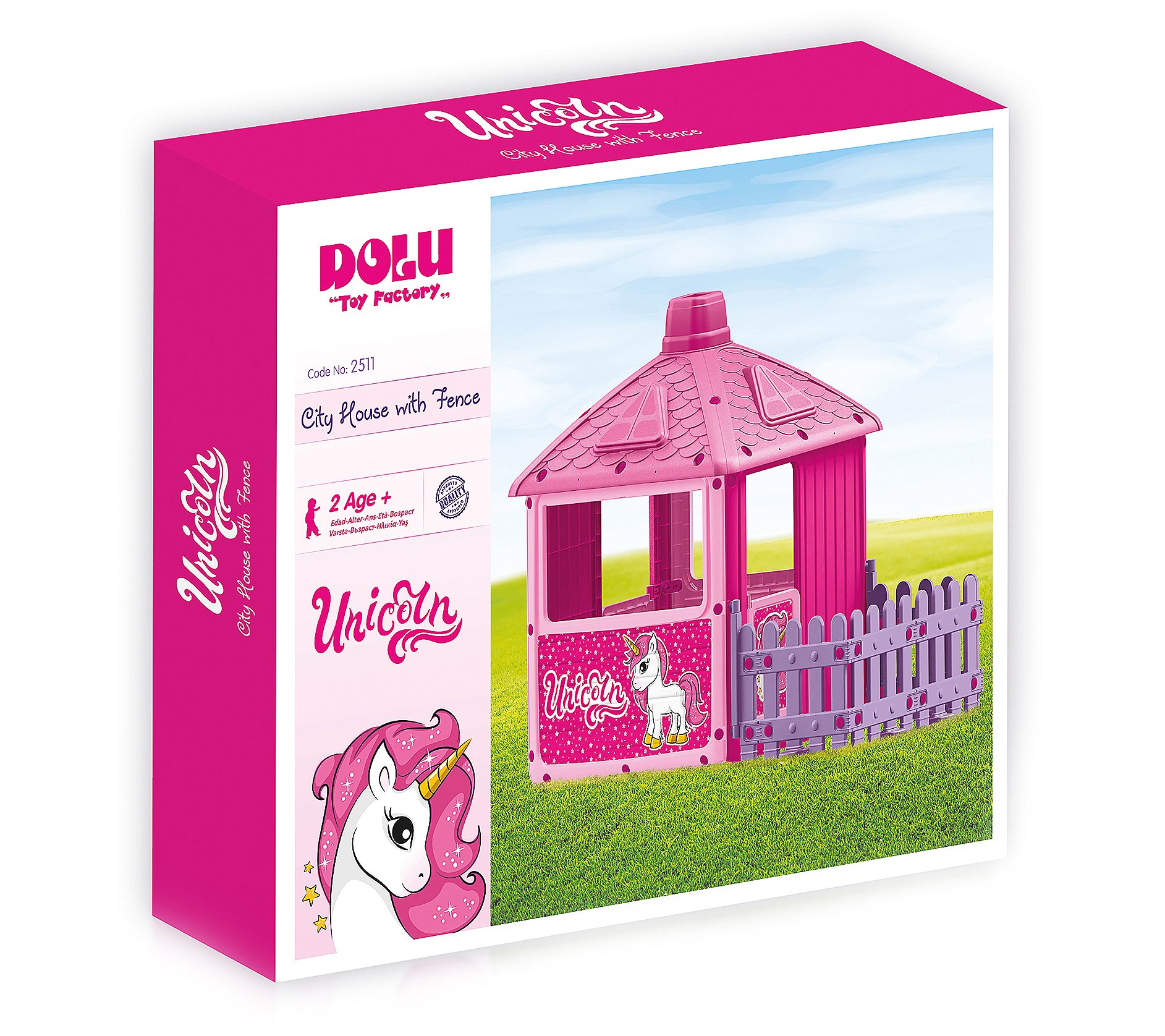 Dolu Toys Unicorn Playhouse With Fenced Garden，Pink