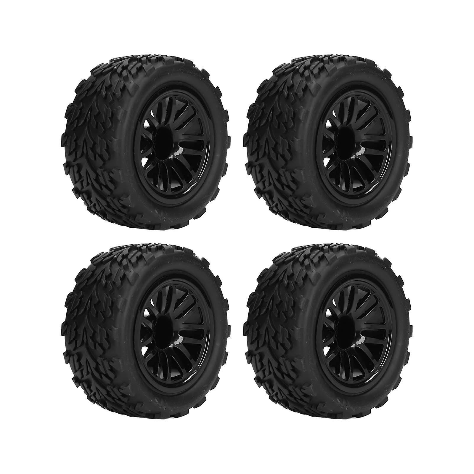 4pcs Rc Tires Plastic Black Wear Resistant Micro Crawler Tires With Combiners Nuts For 1/8 For 1/10 Remote Control Cars