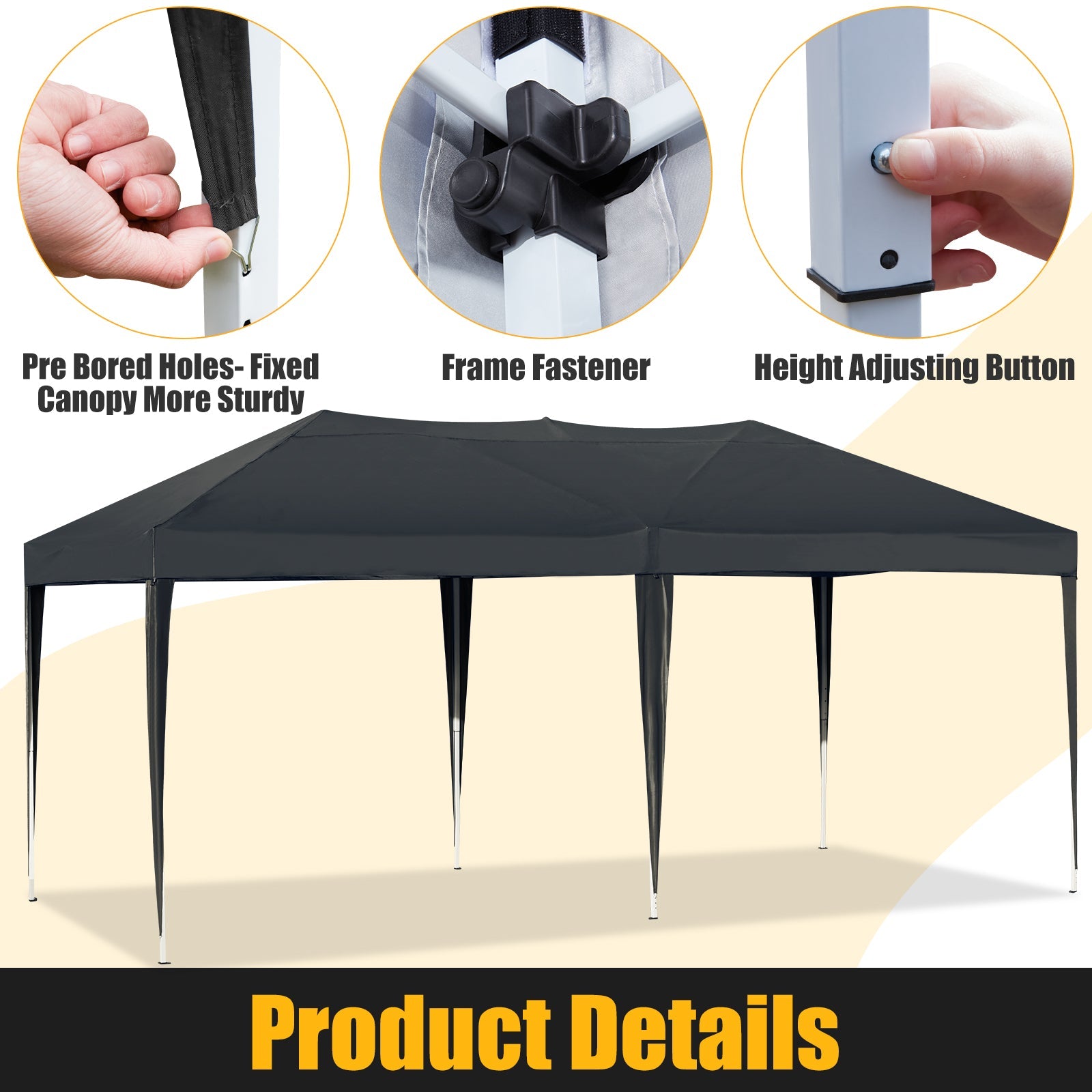 AVAWING 10 x 20 Pop Up Canopy with Sturdy Frame, Folding Patio Canopies Height Adjustable, Anti-UV & Waterproof Outdoor Canopy Tent with Portable Carry Bag for Parties, Commercial