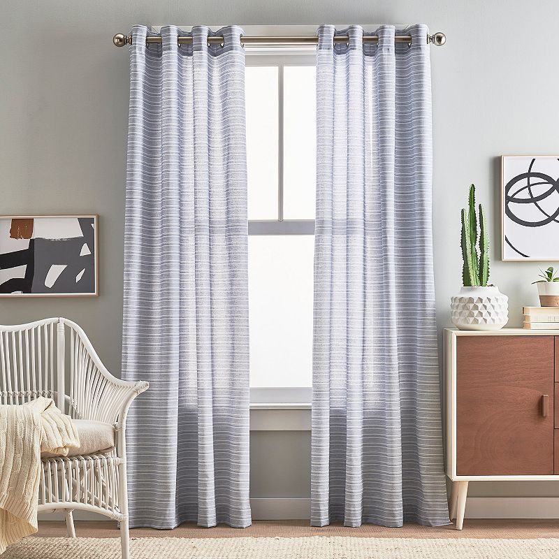 Peri Cargo Stripe Grommet 2-panel Window Curtain Set