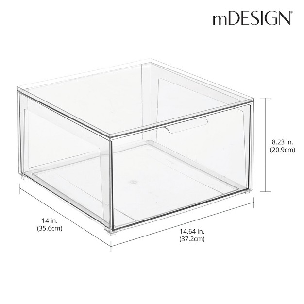 Mdesign Plastic Stacking Closet Storage Organizer Bin With Pull Drawer