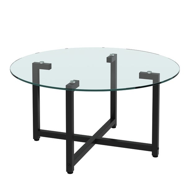 35.5'' Round Whole Transparent Coffee Table Modern Side Center Tables