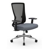 Levari Mesh/Vegan Leather Mid-Back Task Chair， Gray/Black， BIFMA Certified