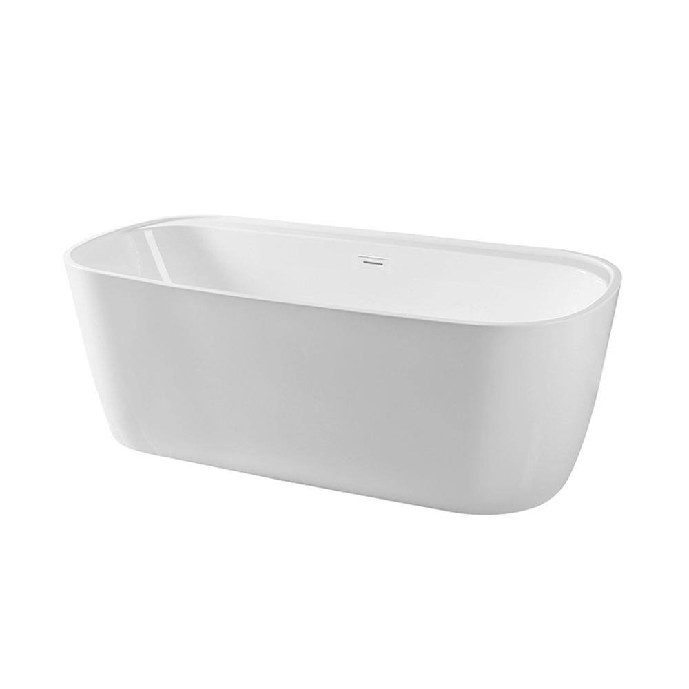 PELHAM  WHITE Bayberry 63 in. Acrylic Oval Freestanding Bathtub in White Drain in White PW82088-W