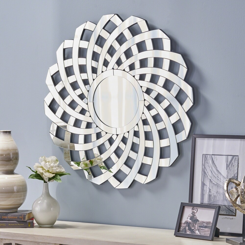 Sadye Glam Flower Wall Mirror by Christopher Knight Home   Silver