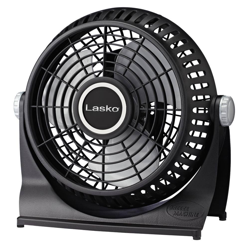 Lasko Breeze Machine 10 in. 2 Speed Black Desk Fan with 360 Degree Pivoting Fan Head 507