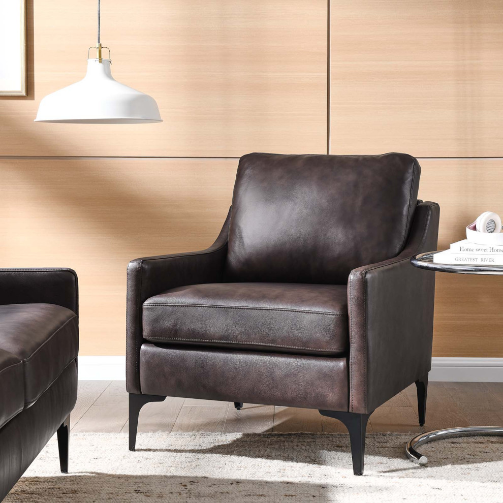 Corland Leather Armchair   Midcentury   Armchairs And Accent Chairs   by Modway  Houzz