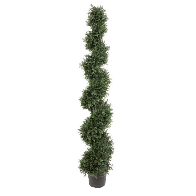 Artificial Cedar Spiral On Pot (uv) (6') - Vickerman