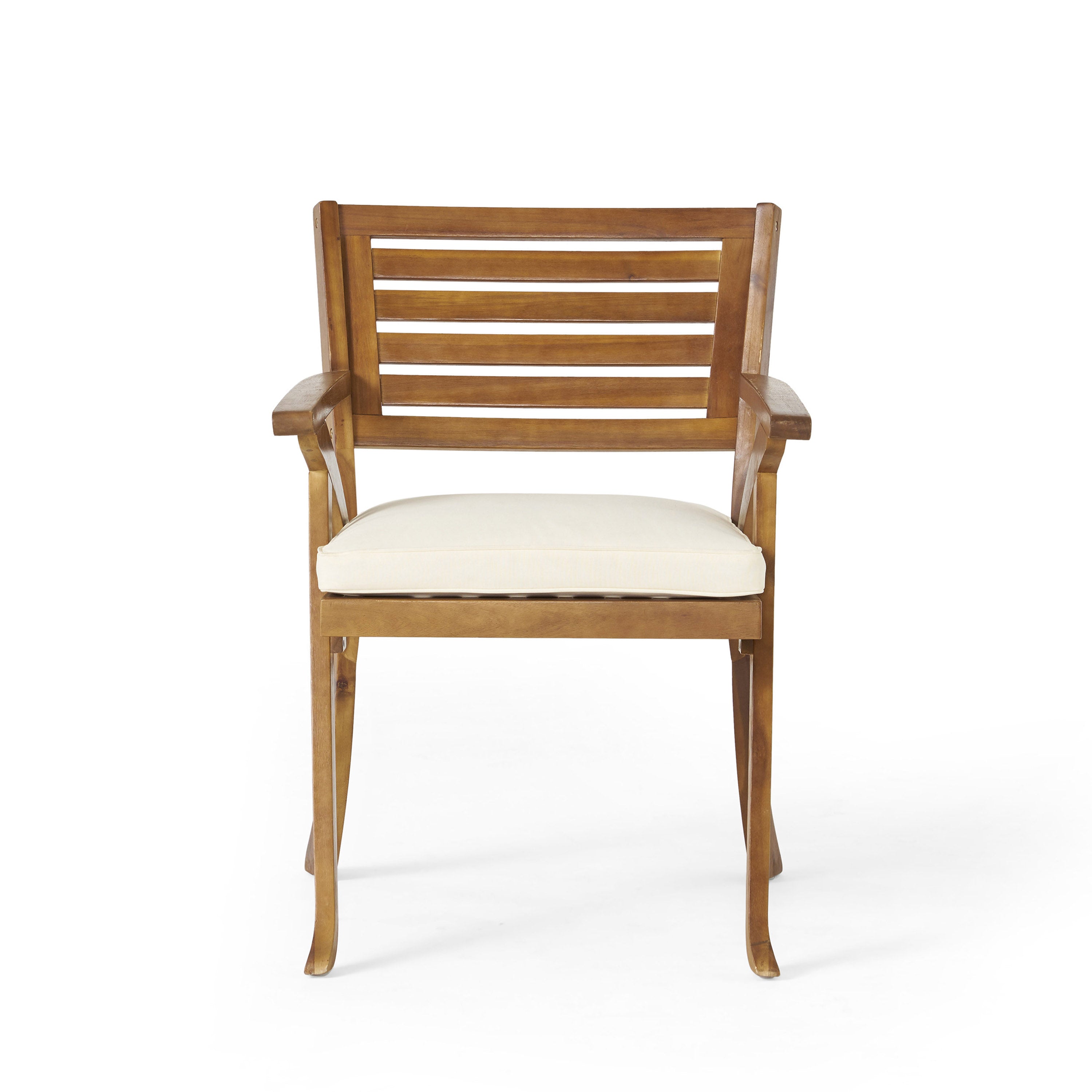 Helen Outdoor Teak Finish Acacia Wood Arm Chair (Set of 2)