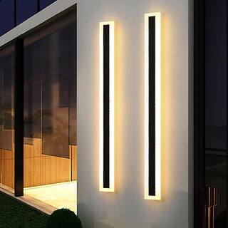 YANSUN 1-Light Black Modern Integrated LED Outdoor Wall Light Waterproof Porch Light Wall Lantern Sconce for Garden H-WL035