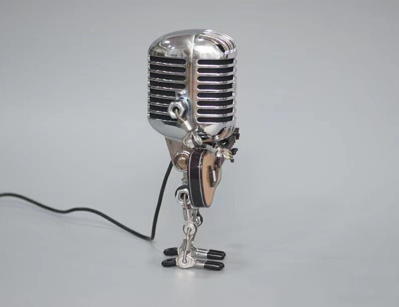 Vintage Metal Microphone Robot Desk Lamp