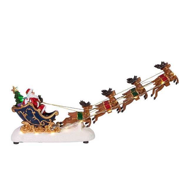 Kurt Adler 7 inch Battery operated Led Santa With Sleigh Table Piece