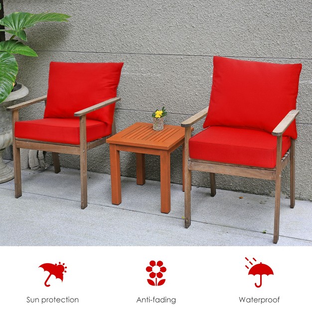 Costway 2pcs Deep Seat Chair Cushion Pads Set Indoor Outdoor W Rope Belts