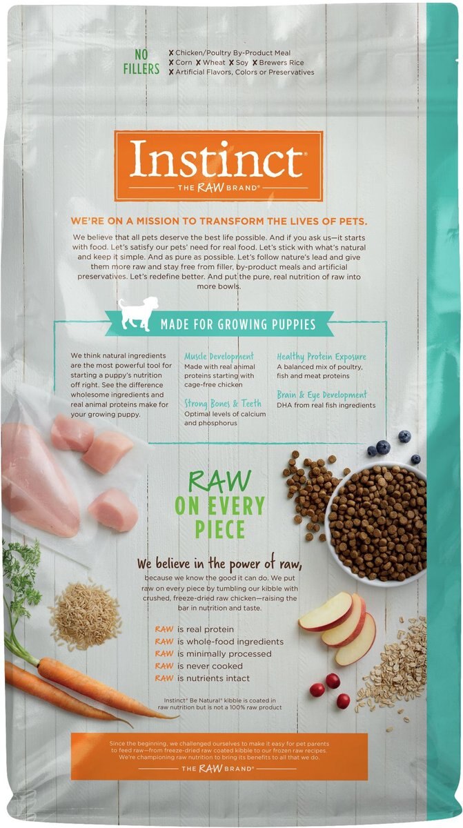 Instinct Be Natural Puppy Real Chicken and Brown Rice Recipe Freeze-Dried Raw Coated Dry Dog Food