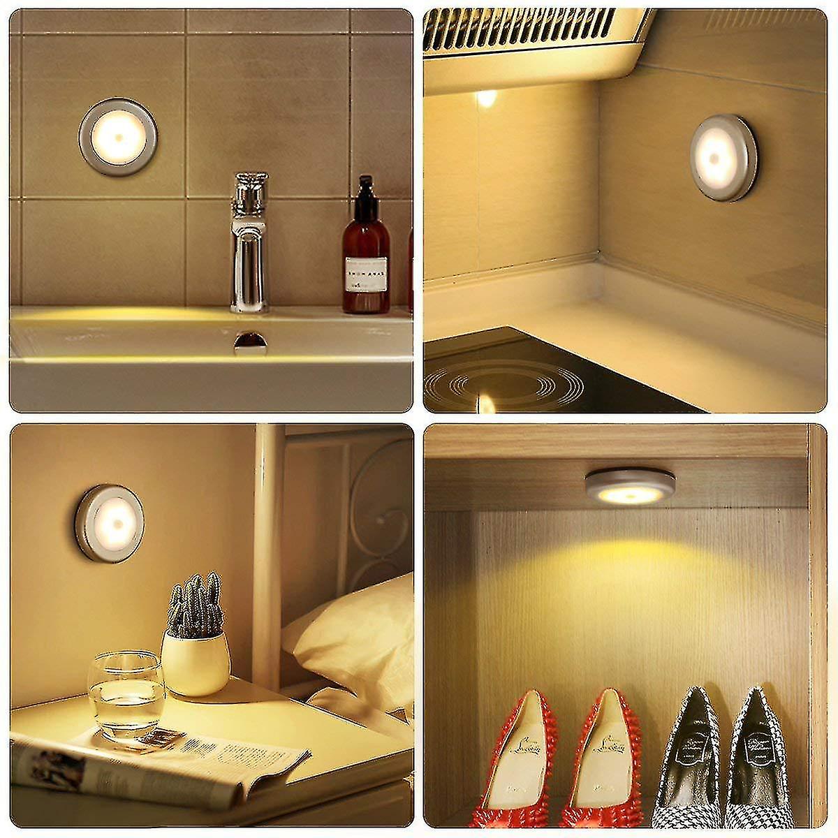 3 Led Motion Sensor Night Light， Led Cabinet Lights Battery Powered Wireless Lighting Night Light Stick