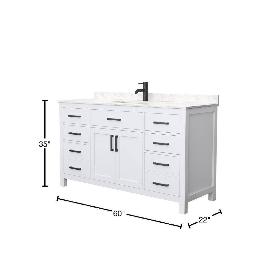 Wyndham Collection Beckett 60 in. W x 22 in. D x 35 in. H Single Sink Bath Vanity in White with Carrara Cultured Marble Top WCG242460SWBCCUNSMXX