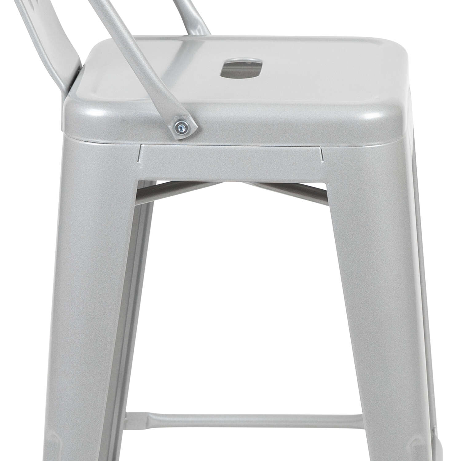 Flash Furniture 1 pc Silver Galvanized Steel Contemporary Bar Stool