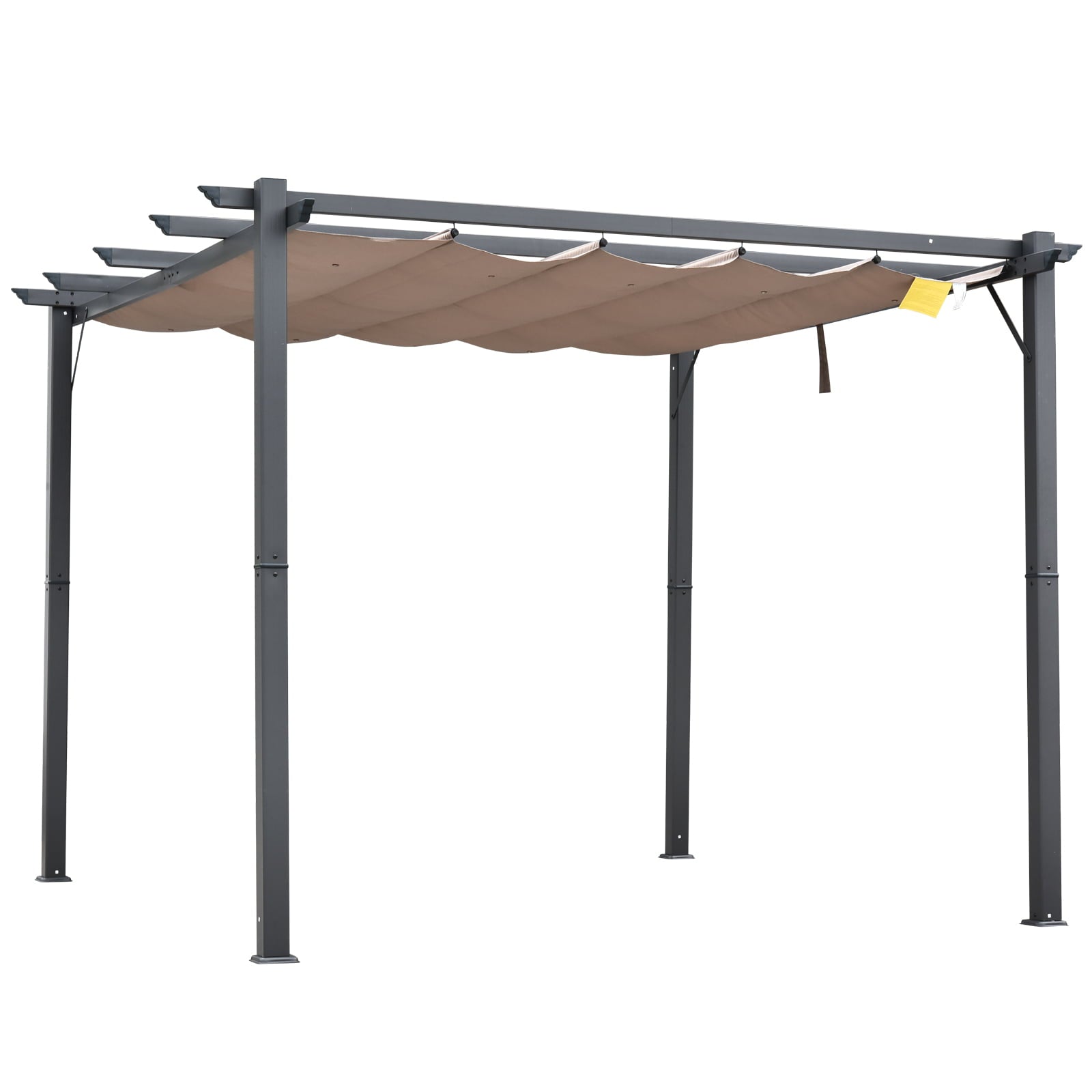 Outsunny 10' x 10'  Outdoor Retractable Pergola Canopy, Aluminum Patio Pergola, Backyard Shade Shelter for Porch Party, Garden, Grill Gazebo - Grey