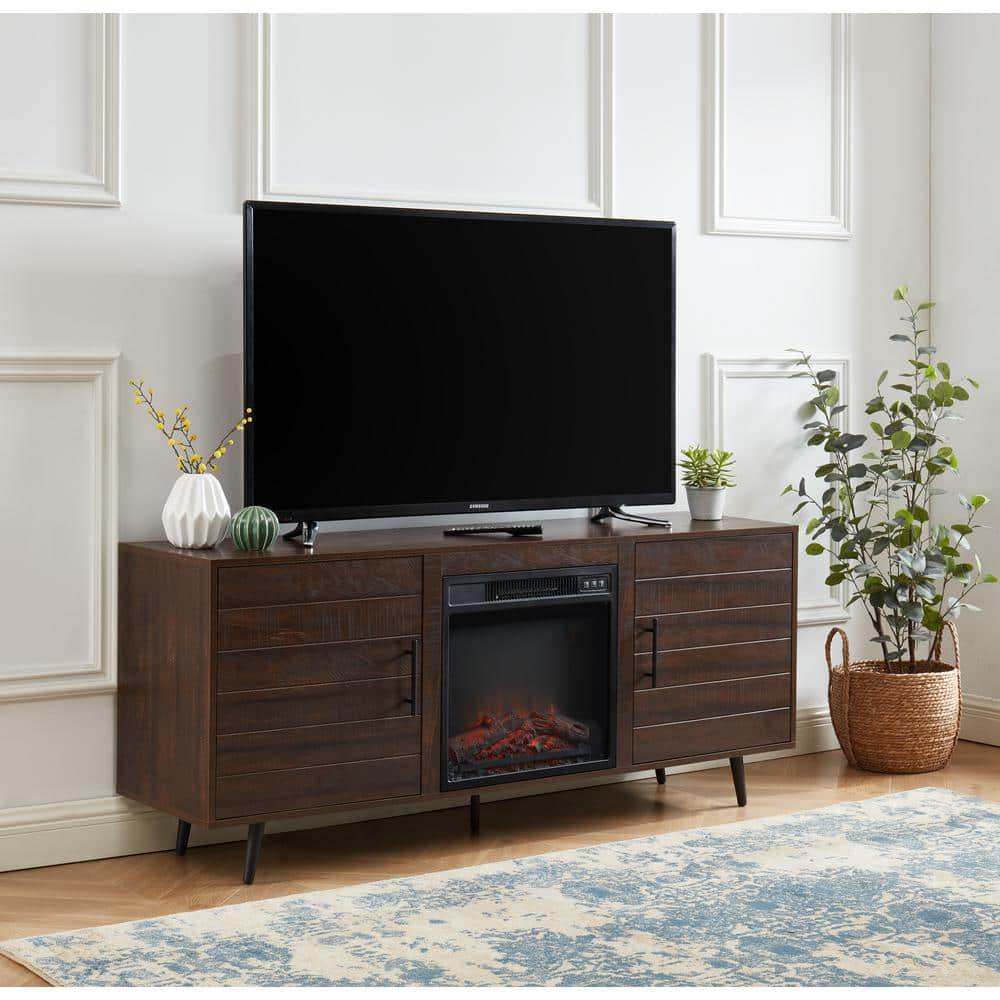 EDYO LIVING 60 in Rustic Farmhouse Electric Fireplace TV Stand in Espresso