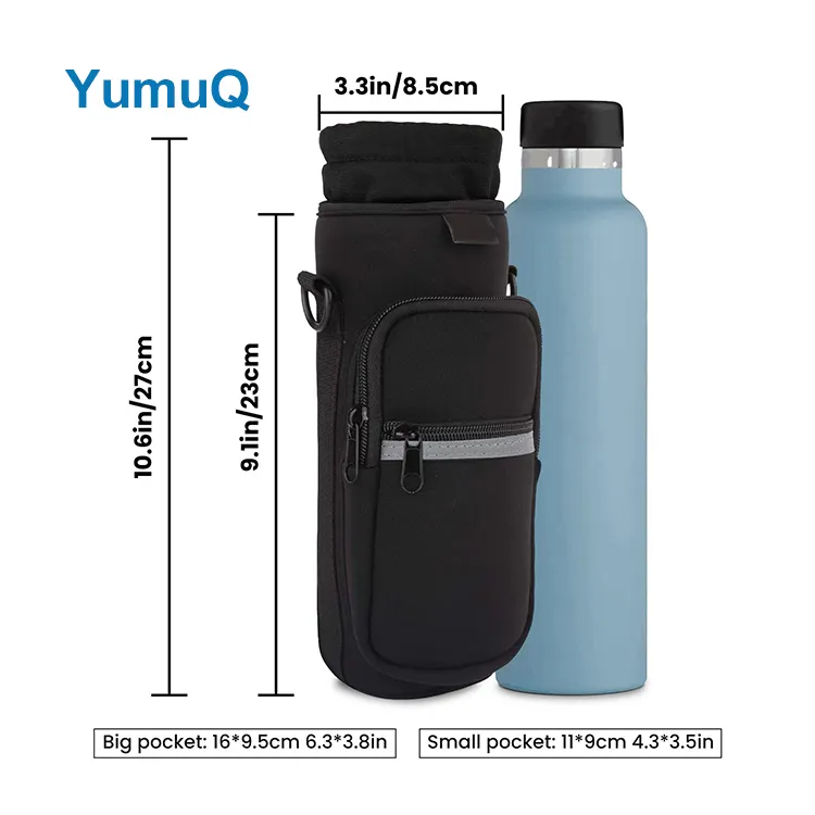 YumuQ 25 oz Neoprene Water Bottle Phone Strap Sleeve Holder With Handle For Hiking Travelling Camping