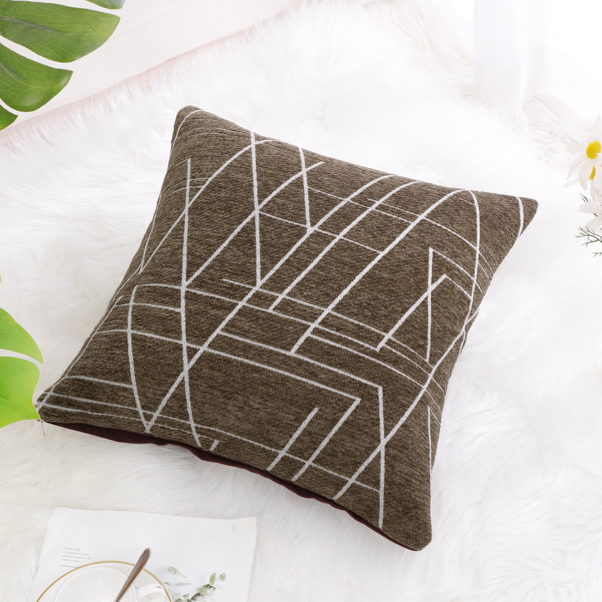 Unique Bargains Square Sofa Cushion Decorate Throw Pillow Cover 18