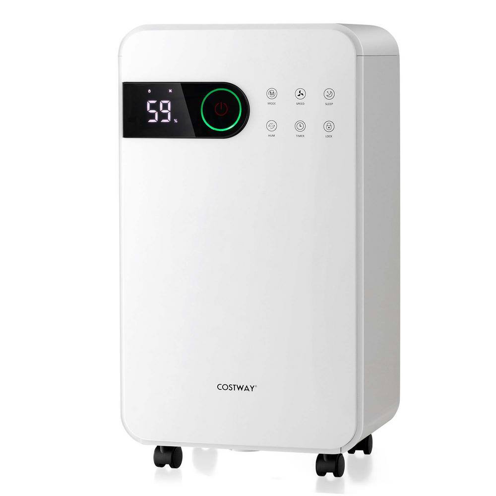 Costway 32 pinsday pt. 2500 sq. ft. Dehumidifier for Home Basement Portable with Sleep Mode in. White ES10260US-WH