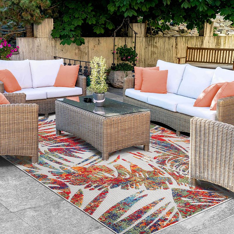 SUPERIOR Botanical Leaves Modern Indoor/Outdoor Area Rug