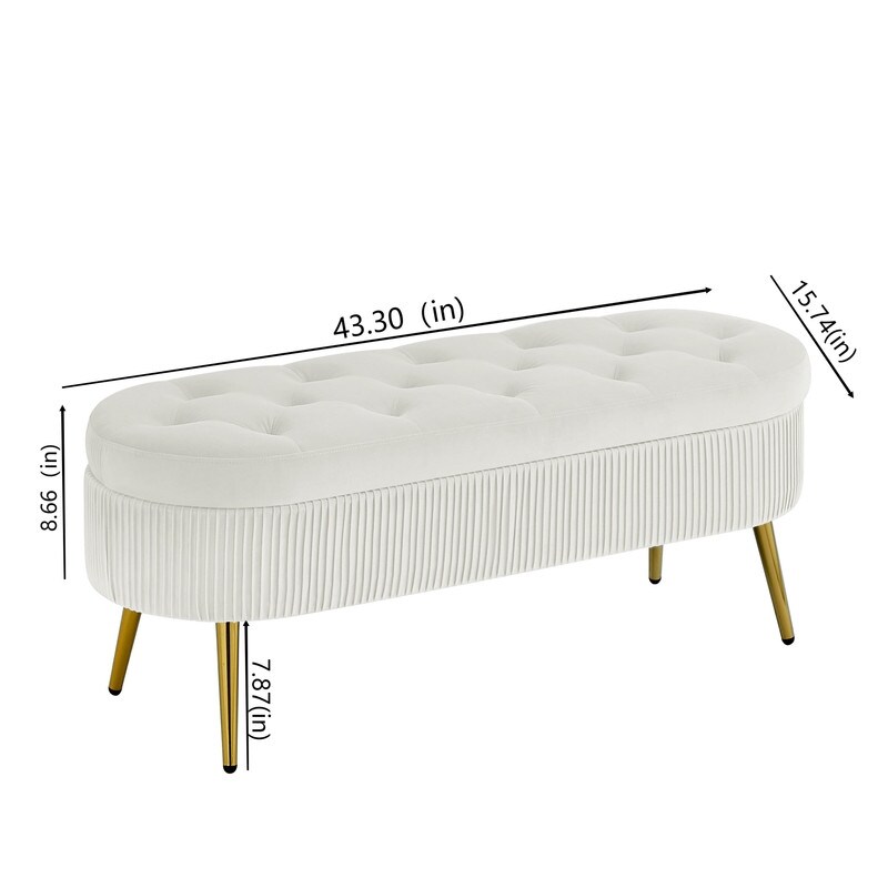 Footstool Velvet Storage Bench Soft Mat Tufted Sitting Room Porch Oval For Bedroom  Living Room